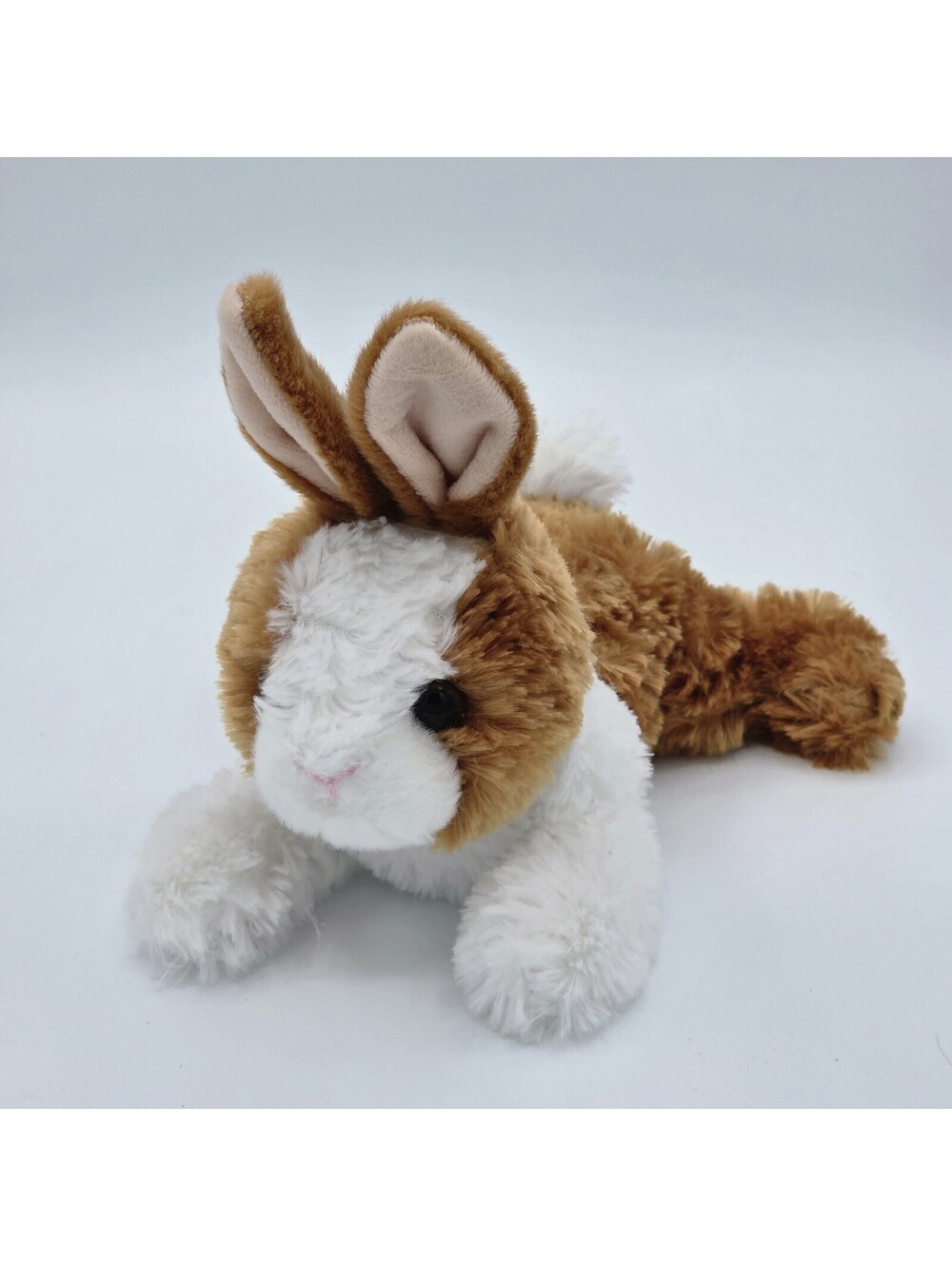 Aurora Stuffed Animal Bunny Rabbit Brown White Patches Laying Down Super Soft